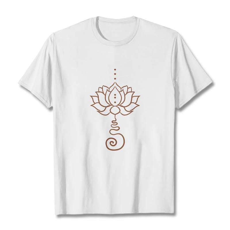 Maglietta casual in cotone con motivo Buddha Stones Lotus - Bianco - 2XL - image 1