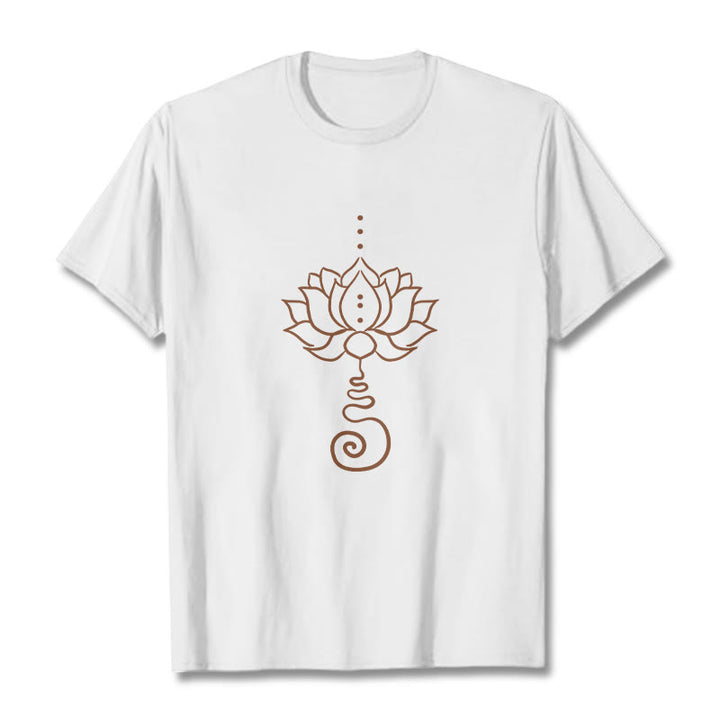 Maglietta casual in cotone con motivo Buddha Stones Lotus - Bianco - 2XL - image 1