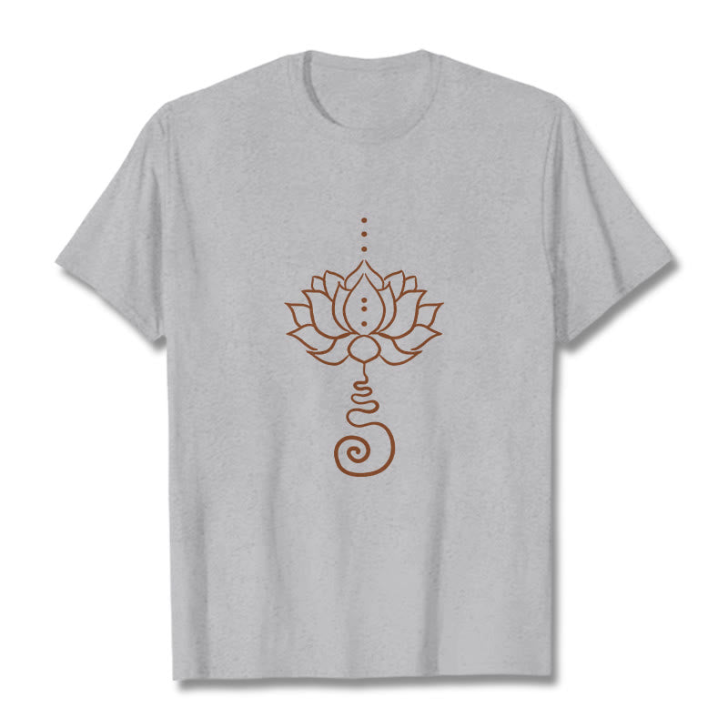 Maglietta casual in cotone con motivo Buddha Stones Lotus - Grigio chiaro - 2XL - image 20