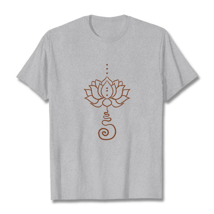 Maglietta casual in cotone con motivo Buddha Stones Lotus - Grigio chiaro - 2XL - image 20