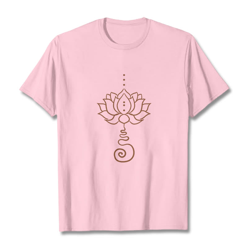 Maglietta casual in cotone con motivo Buddha Stones Lotus - Rosa chiaro - 2XL - image 13