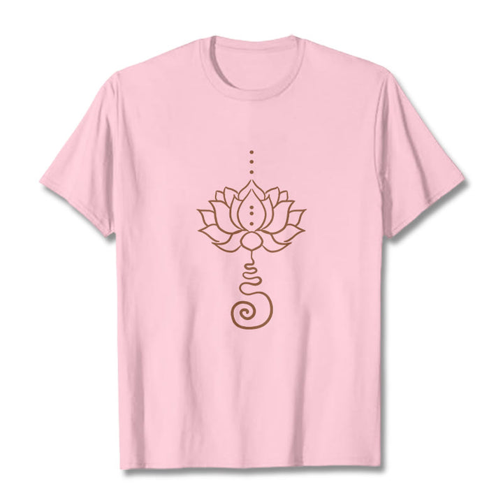 Maglietta casual in cotone con motivo Buddha Stones Lotus - Rosa chiaro - 2XL - image 13