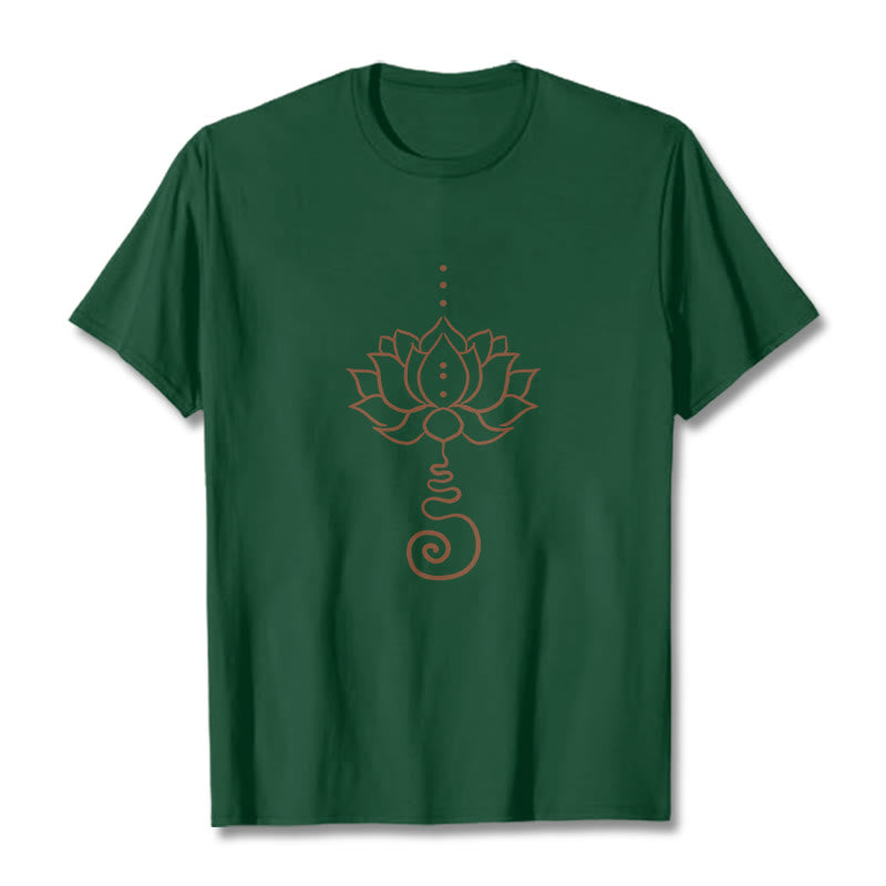 Maglietta casual in cotone con motivo Buddha Stones Lotus - Verde foresta - 2XL - image 11