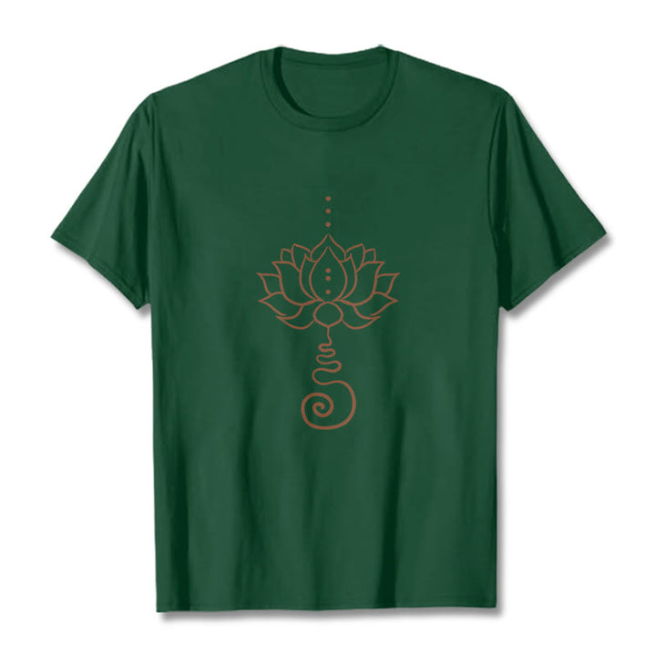 Maglietta casual in cotone con motivo Buddha Stones Lotus - Verde foresta - 2XL - image 11
