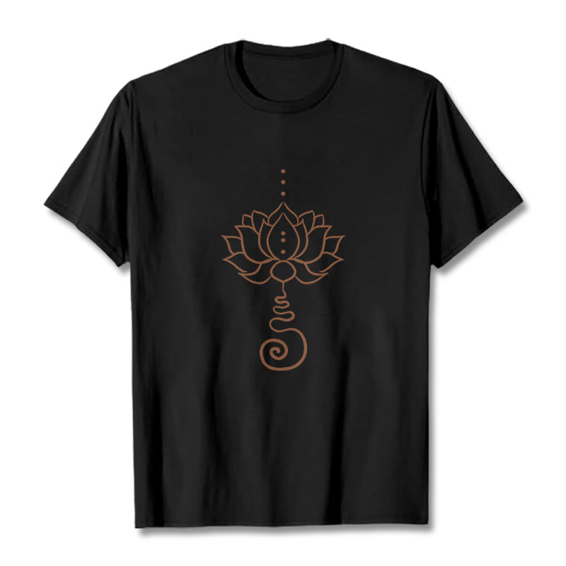 Maglietta casual in cotone con motivo Buddha Stones Lotus - Nero - 2XL - image 5