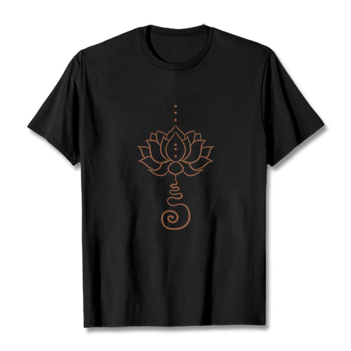 Maglietta casual in cotone con motivo Buddha Stones Lotus - Nero - 2XL - image 5