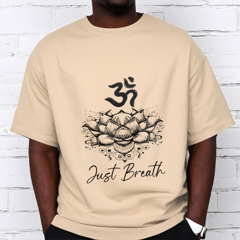 Maglietta casual in cotone con motivo a fiori di loto e simbolo Om di Buddha Stones - image 11