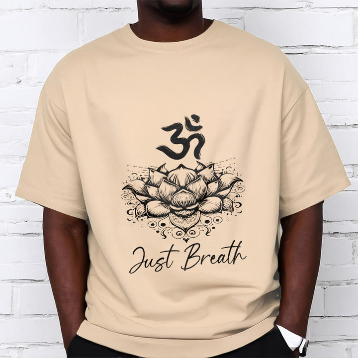 Maglietta casual in cotone con motivo a fiori di loto e simbolo Om di Buddha Stones - image 11