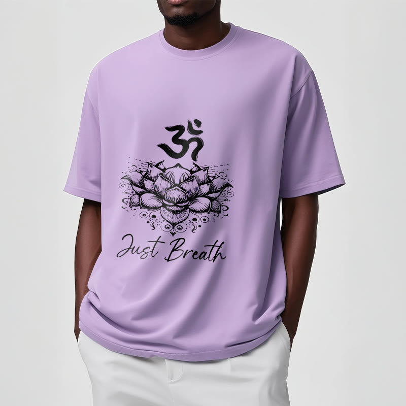 Maglietta casual in cotone con motivo a fiori di loto e simbolo Om di Buddha Stones - image 17