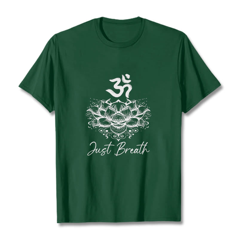 Maglietta casual in cotone con motivo a fiori di loto e simbolo Om di Buddha Stones - Verde studentesco - 2XL - image 0