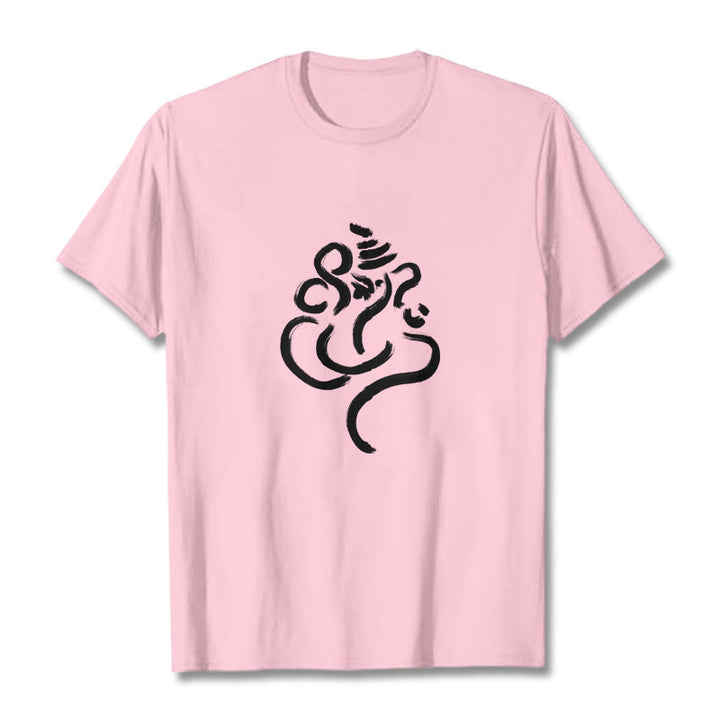 Maglietta casual in cotone con motivo Buddha Stones Ganesha - Rosa chiaro - 2XL - image 12