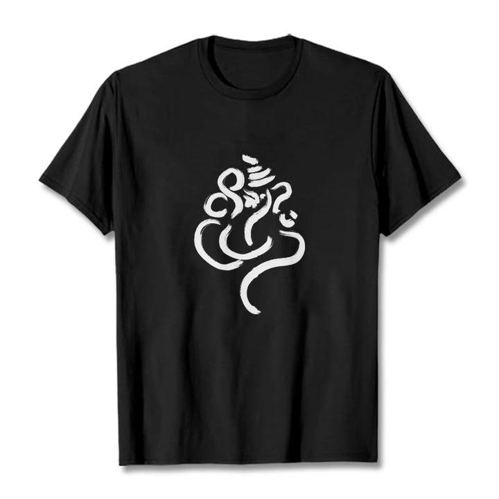 Maglietta casual in cotone con motivo Buddha Stones Ganesha - Nero - 2XL - image 0