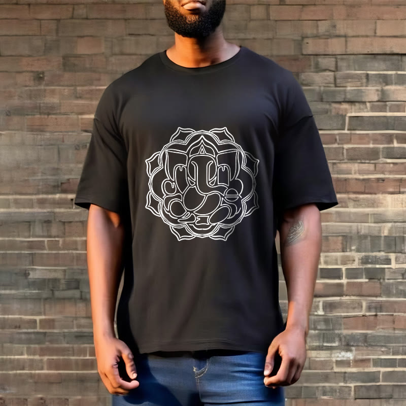 Maglietta in cotone con motivo mandala casual Buddha Stones Ganesha - image 6