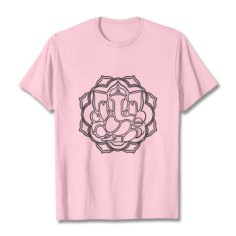 Maglietta in cotone con motivo mandala casual Buddha Stones Ganesha - Rosa chiaro - 2XL - image 13