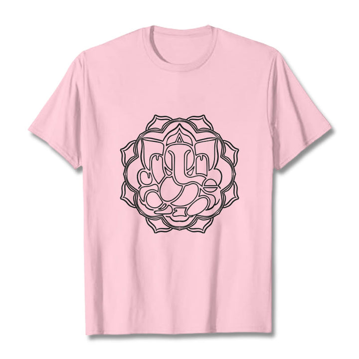 Maglietta in cotone con motivo mandala casual Buddha Stones Ganesha - Rosa chiaro - 2XL - image 13