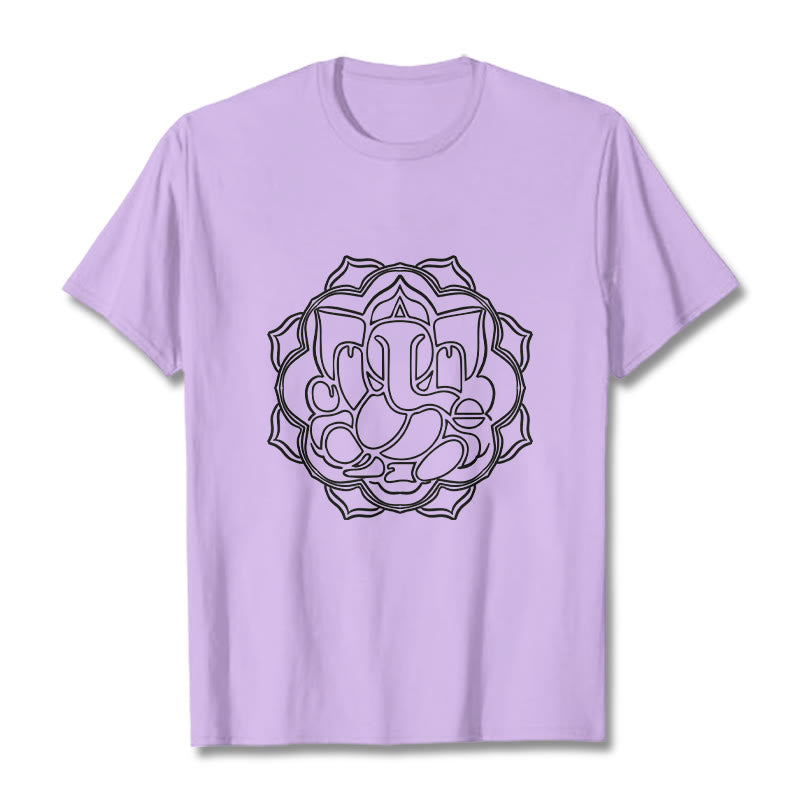 Maglietta in cotone con motivo mandala casual Buddha Stones Ganesha - Prugna - 2XL - image 17