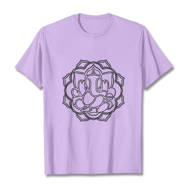 Maglietta in cotone con motivo mandala casual Buddha Stones Ganesha - Prugna - 2XL - image 17