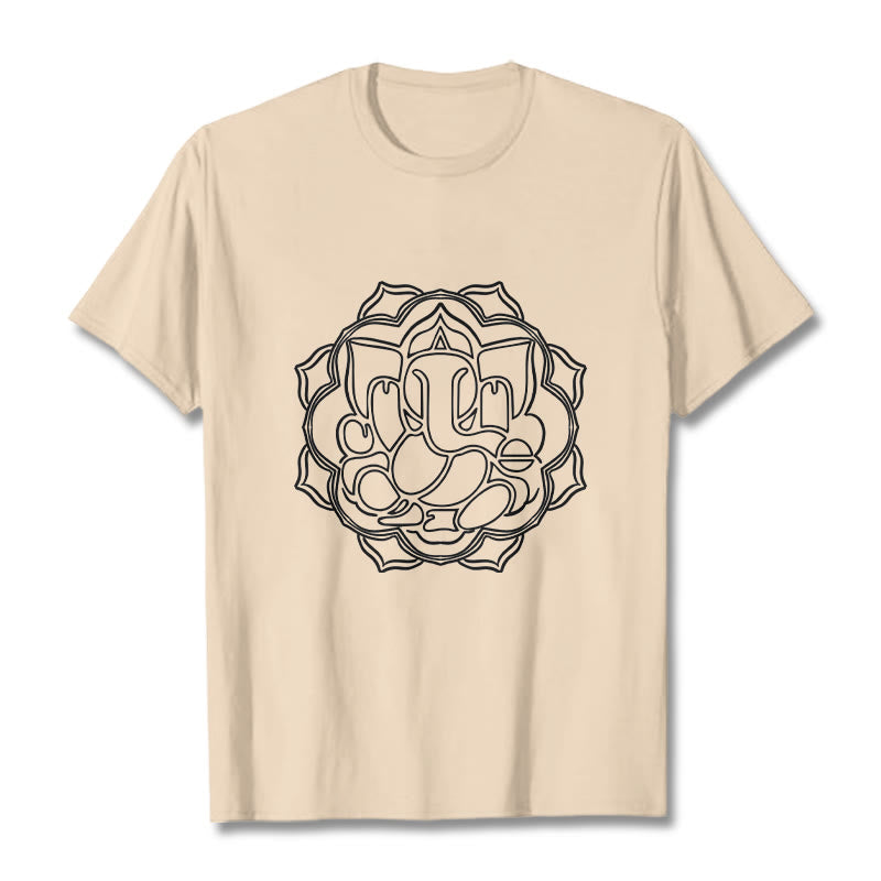 Maglietta in cotone con motivo mandala casual Buddha Stones Ganesha - Biscotto - 2XL - image 11