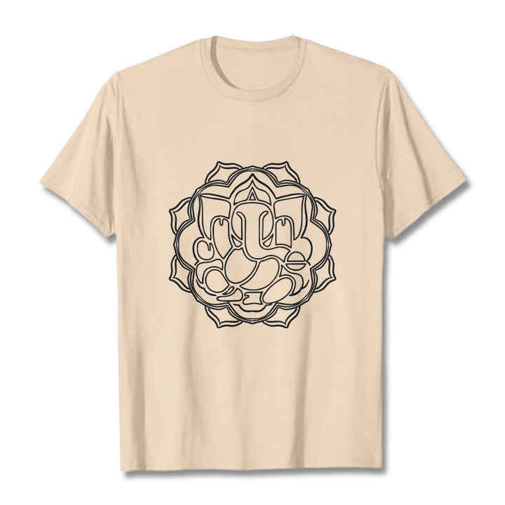 Maglietta in cotone con motivo mandala casual Buddha Stones Ganesha - Biscotto - 2XL - image 11