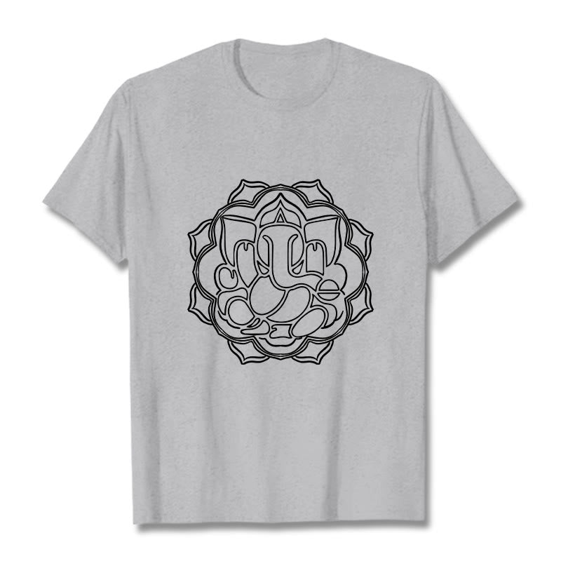 Maglietta in cotone con motivo mandala casual Buddha Stones Ganesha - Grigio chiaro - 2XL - image 20