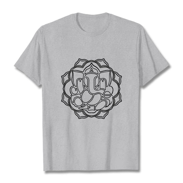 Maglietta in cotone con motivo mandala casual Buddha Stones Ganesha - Grigio chiaro - 2XL - image 20