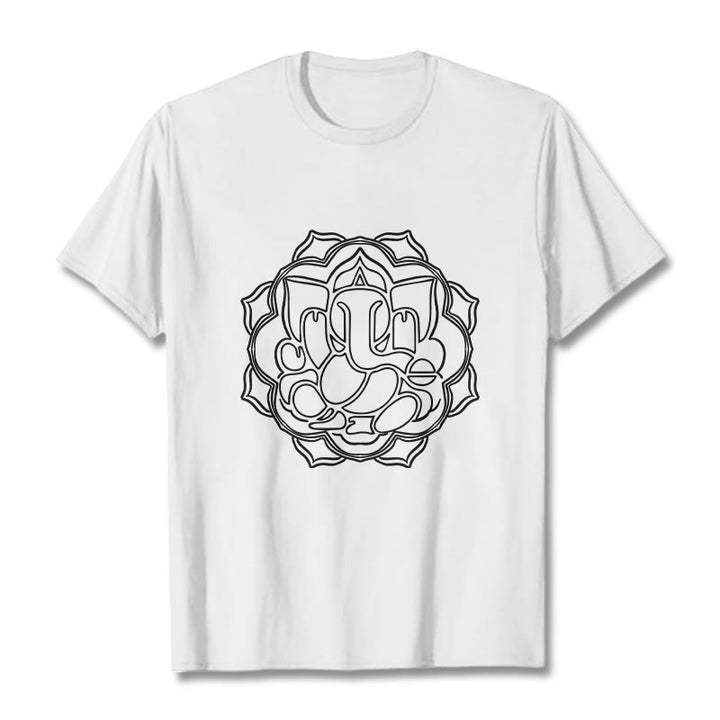 Maglietta in cotone con motivo mandala casual Buddha Stones Ganesha - Bianco - 2XL - image 8