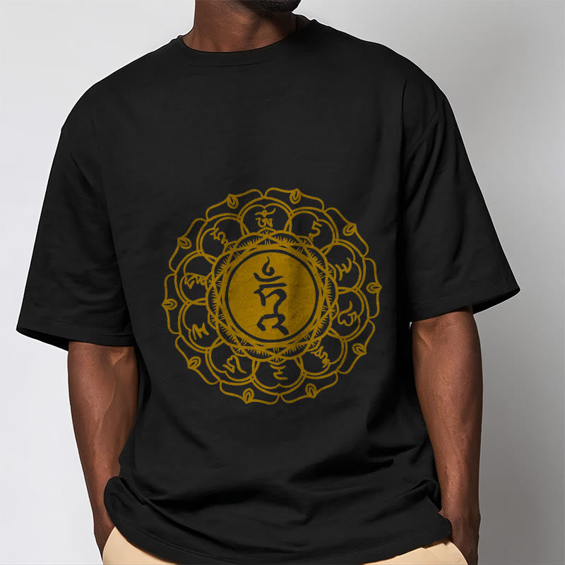 Maglietta casual in cotone con motivo Vishuddha e simbolo Buddha Stones Hum - image 6