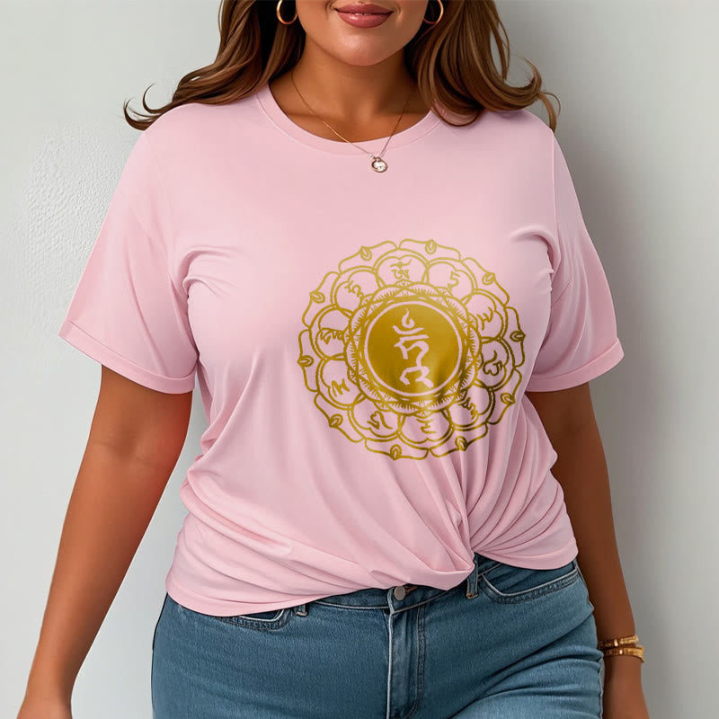 Maglietta casual in cotone con motivo Vishuddha e simbolo Buddha Stones Hum - image 14