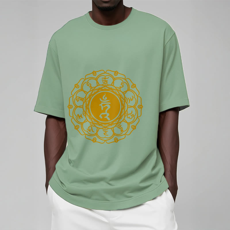 Maglietta casual in cotone con motivo Vishuddha e simbolo Buddha Stones Hum - image 16