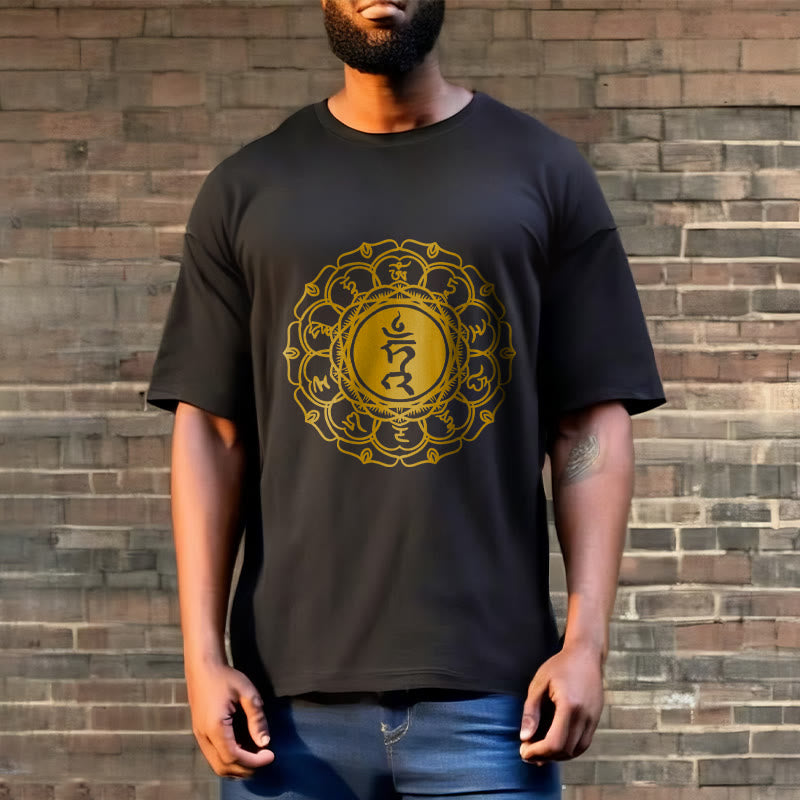 Maglietta casual in cotone con motivo Vishuddha e simbolo Buddha Stones Hum - image 7