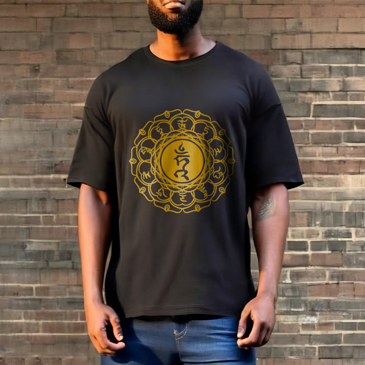 Maglietta casual in cotone con motivo Vishuddha e simbolo Buddha Stones Hum - image 7