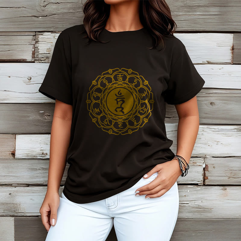 Maglietta casual in cotone con motivo Vishuddha e simbolo Buddha Stones Hum - image 8