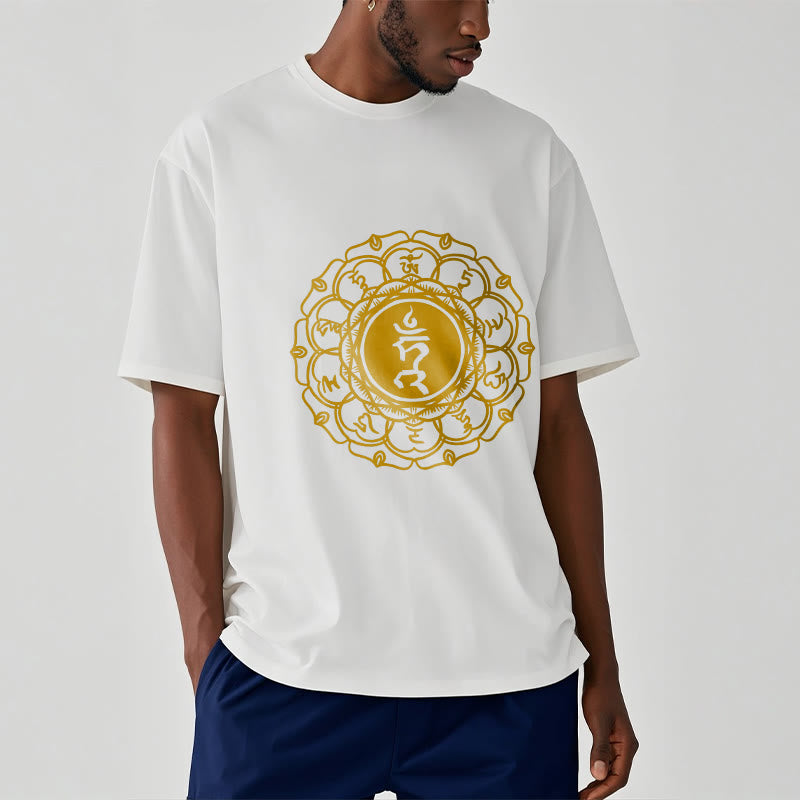 Maglietta casual in cotone con motivo Vishuddha e simbolo Buddha Stones Hum - image 2