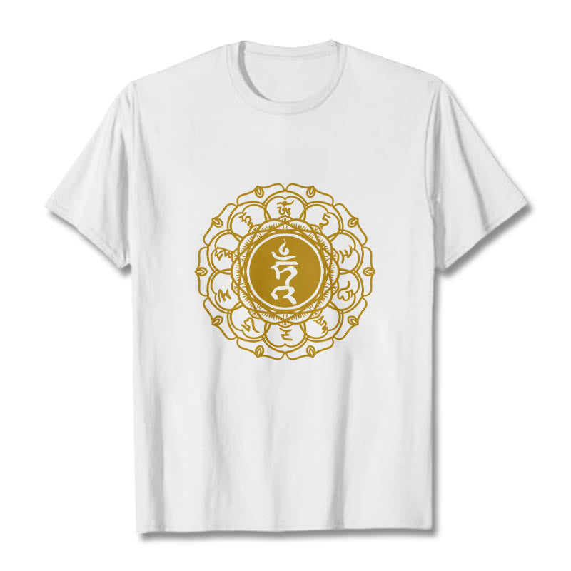 Maglietta casual in cotone con motivo Vishuddha e simbolo Buddha Stones Hum - Bianco - 2XL - image 1
