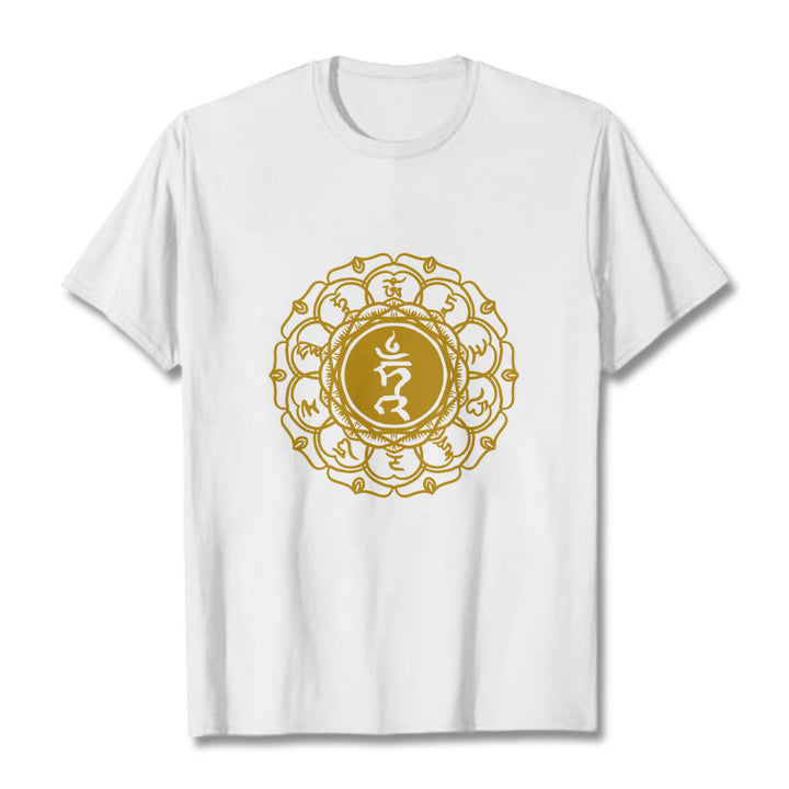 Maglietta casual in cotone con motivo Vishuddha e simbolo Buddha Stones Hum - Bianco - 2XL - image 1