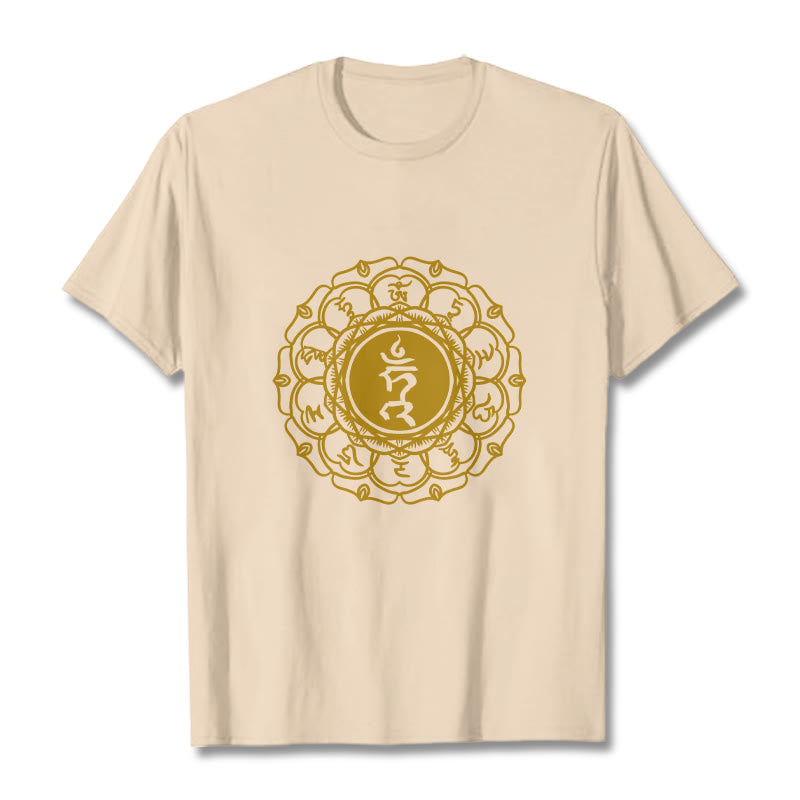 Maglietta casual in cotone con motivo Vishuddha e simbolo Buddha Stones Hum - Biscotto - 2XL - image 9