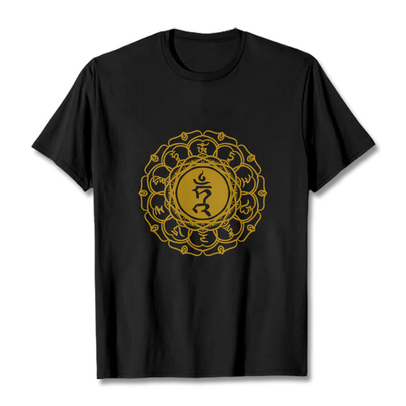 Maglietta casual in cotone con motivo Vishuddha e simbolo Buddha Stones Hum - Nero - 2XL - image 5