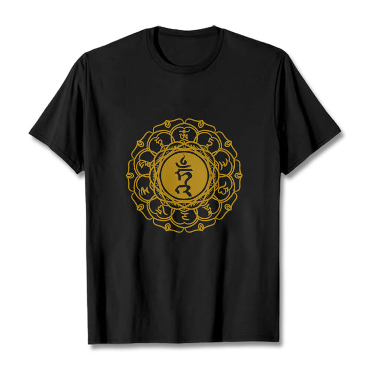 Maglietta casual in cotone con motivo Vishuddha e simbolo Buddha Stones Hum - Nero - 2XL - image 5