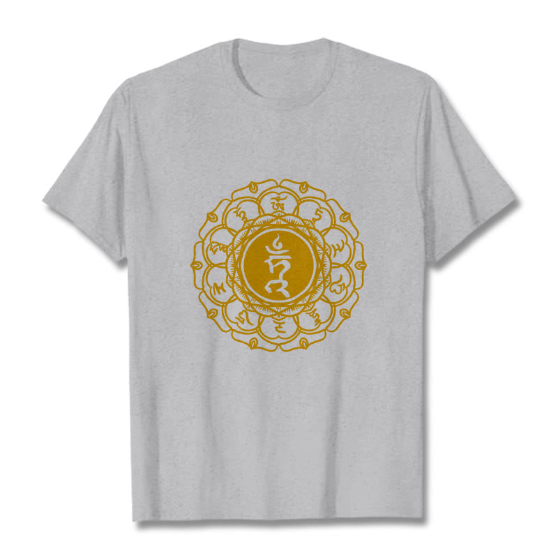 Maglietta casual in cotone con motivo Vishuddha e simbolo Buddha Stones Hum - Grigio chiaro - 2XL - image 20
