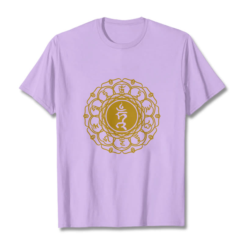Maglietta casual in cotone con motivo Vishuddha e simbolo Buddha Stones Hum - Prugna - 2XL - image 17