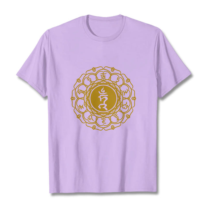 Maglietta casual in cotone con motivo Vishuddha e simbolo Buddha Stones Hum - Prugna - 2XL - image 17