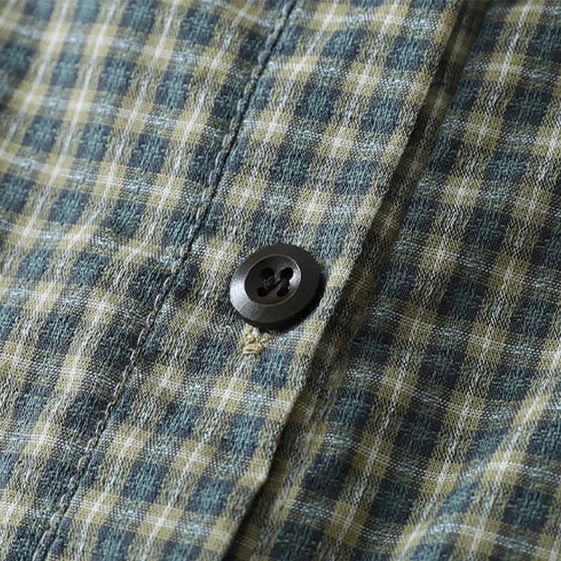 Abito midi casual in cotone a maniche lunghe con bottoni a quadri Buddha Stones - image 7