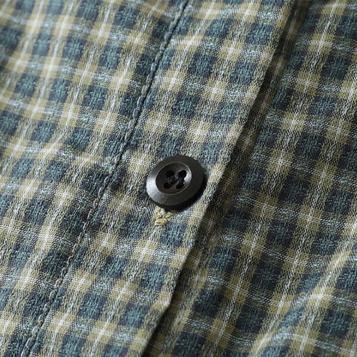 Abito midi casual in cotone a maniche lunghe con bottoni a quadri Buddha Stones - image 7