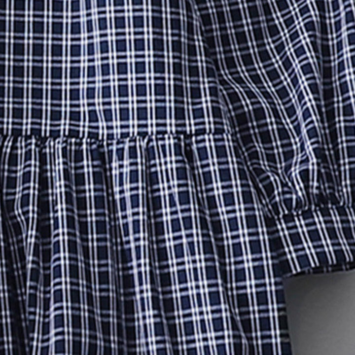 Abito midi casual in cotone a maniche lunghe con bottoni a quadri Buddha Stones - image 16