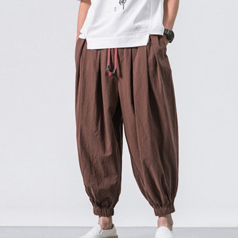 Pantaloni sportivi casual da uomo Buddha Stones in cotone tinta unita con coulisse e tasche - image 30