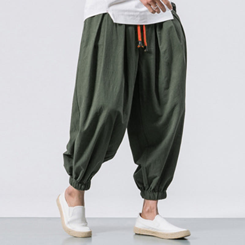 Pantaloni sportivi casual da uomo Buddha Stones in cotone tinta unita con coulisse e tasche - image 24