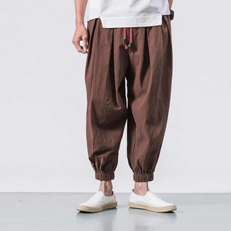 Pantaloni sportivi casual da uomo Buddha Stones in cotone tinta unita con coulisse e tasche - image 28