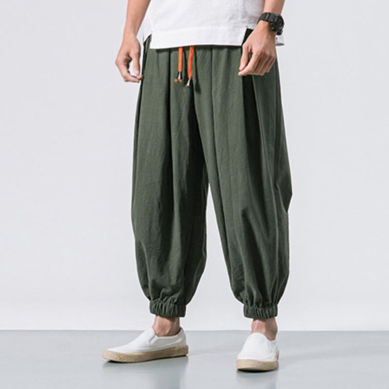 Pantaloni sportivi casual da uomo Buddha Stones in cotone tinta unita con coulisse e tasche - image 25
