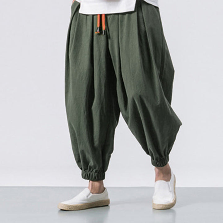 Pantaloni sportivi casual da uomo Buddha Stones in cotone tinta unita con coulisse e tasche - image 18