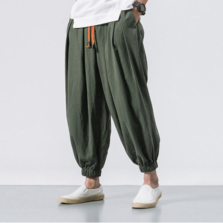 Pantaloni sportivi casual da uomo Buddha Stones in cotone tinta unita con coulisse e tasche - image 21